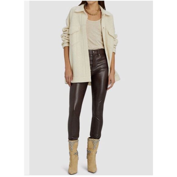 Veronica Beard Women's High Rise Debbie Skinny Leather Pants Brown Size 25 NWT - Picture 1 of 6